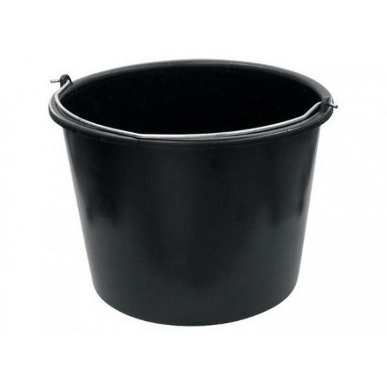 Ведро пластиковое строительное 12 литров черное с металлической ручкой (1200 палетта) - 1